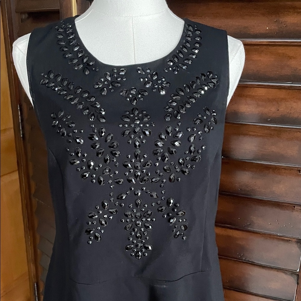 INC Petite Medium Black Sleeveless Dress Embellishments Swing - Picture 3 of 8